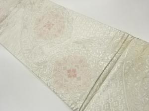 華紋に菱模様織出し袋帯